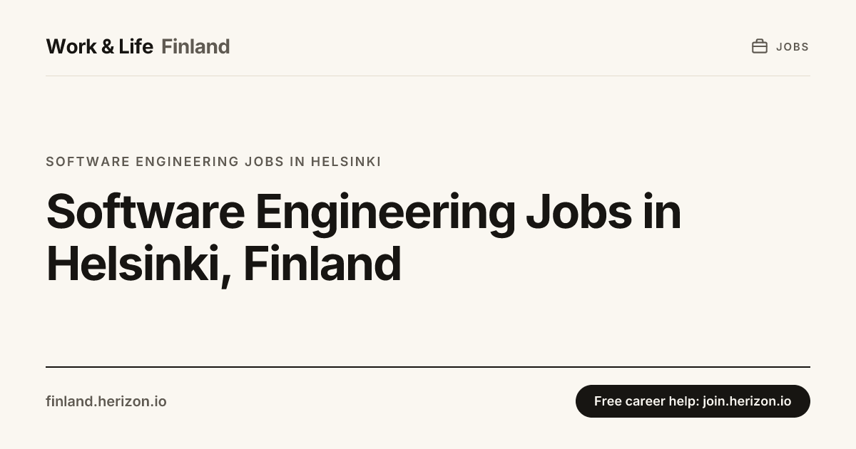 Software Engineering Jobs in Helsinki, Finland
